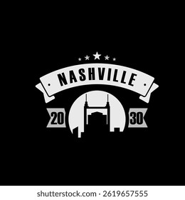 Fun vector design of Nashville city silhouette suitable for stickers or prints	