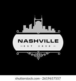 Fun vector design of Nashville city silhouette suitable for stickers or prints	