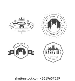 Fun vector design of Nashville city silhouette suitable for stickers or prints	