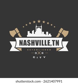 Fun vector design of Nashville city silhouette suitable for stickers or prints	
