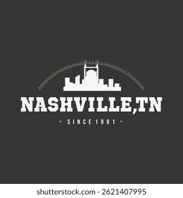Fun vector design of Nashville city silhouette suitable for stickers or prints	

