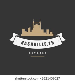Projeto vetorial divertido de silhueta da cidade de Nashville adequado para adesivos ou impressões	
