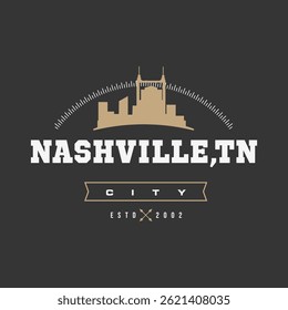 Fun vector design of Nashville city silhouette suitable for stickers or prints	
