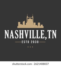 Fun vector design of Nashville city silhouette suitable for stickers or prints	
