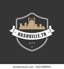 Fun vector design of Nashville city silhouette suitable for stickers or prints	
