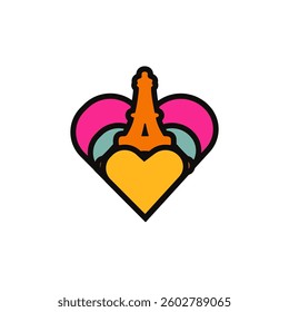 Fun vector design of Paris city silhouette suitable for stickers or prints	