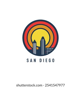 Fun vector design of San Diego silhouette suitable for stickers or prints