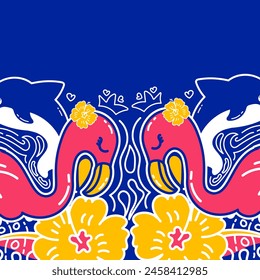 fun vector illustration design with flamingo bird character