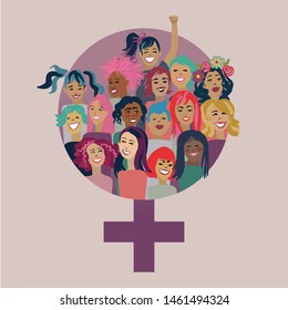 Fun Vector Illustration of Women Diversity and Empowerment