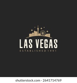 Fun vector retro design of Las Vegas city silhouette suitable for stickers or prints	