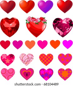 Fun Vector Set Of Different Heart Shapes.