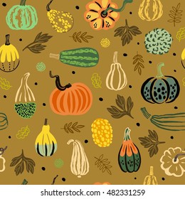 Fun vector thanksgiving pattern with vegetables