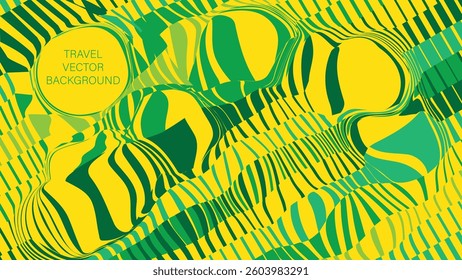 Fun Vector Travel Background. Abstract Yellow Green Bloats Illustration For Tourism Industry