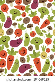 fun vegetables seamless pattern design. vector illustration