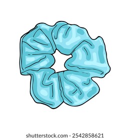 A fun, vibrant blue hair scrunchie illustration. Perfect for beauty, fashion, or accessory-themed projects. Playful and trendy with a youthful vibe.