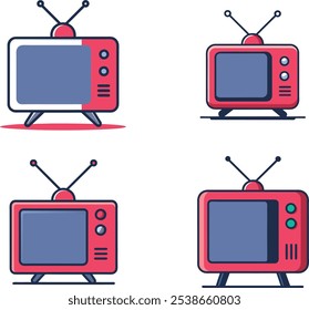 Una divertida y vibrante Ilustración vectorial de dibujos animados de televisión digital con una pantalla de televisión moderna con colores y detalles divertidos. Perfecto para proyectos de tecnología, medios y entretenimiento