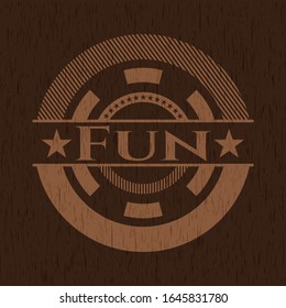 Fun vintage wooden emblem. Vector Illustration.