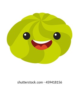 Fun wasabi vector cartoon character. Cute wasabi's faces for sushi. Happy sushi characters icon, vector illustration isolated on white background