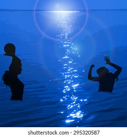 Fun in the water with the reflection of the sun