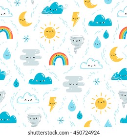 Fun weather illustration vector pattern