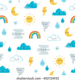 Fun weather pattern on white background