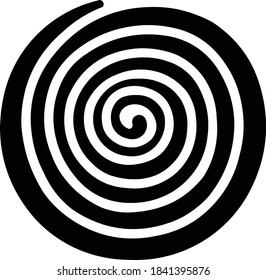 Graciosa ilustración de espiral circular en blanco y negro. Diseño vectorial de los pasos del ilustrador.