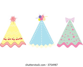 Fun and whimsical birthday party hats. See my gallery for coordinating birthday cakes.