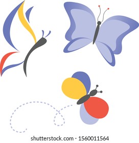 Fun whimsical butterflies in flat style