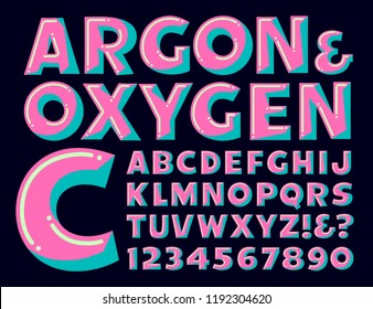 A fun and whimsical font alphabet. This lettering design is bright and saturated, and is suggestive of party balloons and festive occasions.