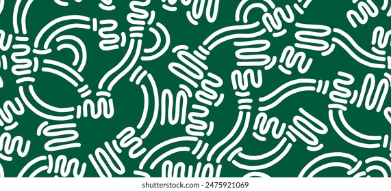 Fun white and green striped doodle pattern. Creative abstract scribble style drawing background for wallpaper, wrapping paper, texstile.