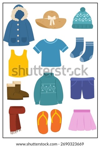 Fun winter clothes worksheet where kids circle items suitable for the cold season. Perfect for preschool and kindergarten winter activities.