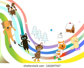 Fun winter sports for cats and dogs.