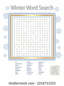 Fun Winter Word Search Gift, Party Game with Answers, Stocking Filler, Promo, Promotion, Last Minute Gift, Christmas Activity Puzzle