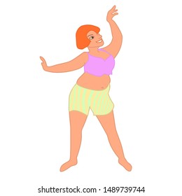 Fun women with body positive style. All people are beutyful. Vector