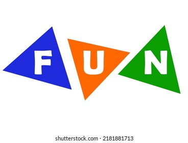 Fun word with colorful triangle shape. Creative art word design.