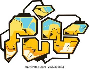 Divertida ilustración de pegatina de texto de graffiti de palabra
