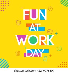 Fun at Work Day Modern Minimalist Geometric Flat Iluustration Square Background