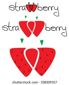 Fun written fruit, strawberry text design