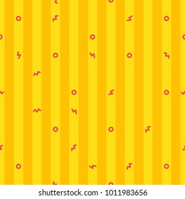 Fun Yellow Memphis and stripes seamless pattern for wrapper or wallpaper on food or restaurant