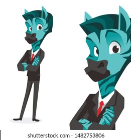 divertido vector de caracteres de cebra, con pantalones de hombre de negocios