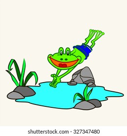 Fun zoo. Cartoon vector Illustration of cute frog