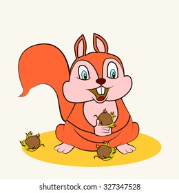 Fun zoo. Cartoon vector Illustration of cute funny squirrel