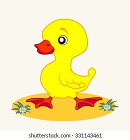 Fun zoo. Cartoon vector Illustration of cute duckling