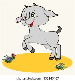 Fun zoo. Cartoon vector Illustration of cute goat