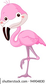 Fun zoo. Illustration of cute Flamingo