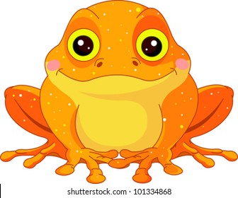 Fun Zoo. Illustration Of Cute Golden Toad