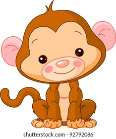 Fun zoo. Illustration of cute Monkey