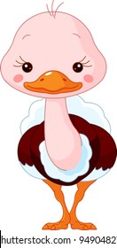 Fun zoo. Illustration of cute Ostrich