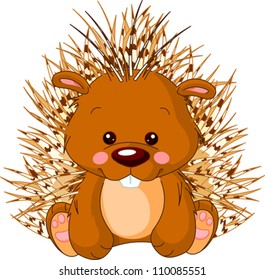 Fun zoo. Illustration of cute Porcupine