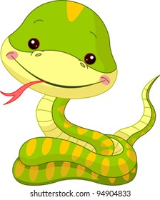 Fun Zoo. Illustration Of Cute Snake